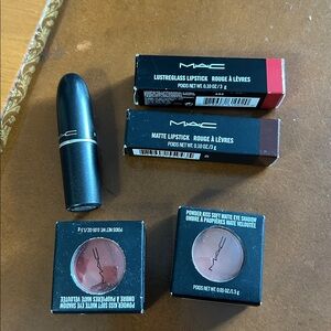 MAC makeup BUNDLE (3 Lipsticks + 2 Eyeshadows)